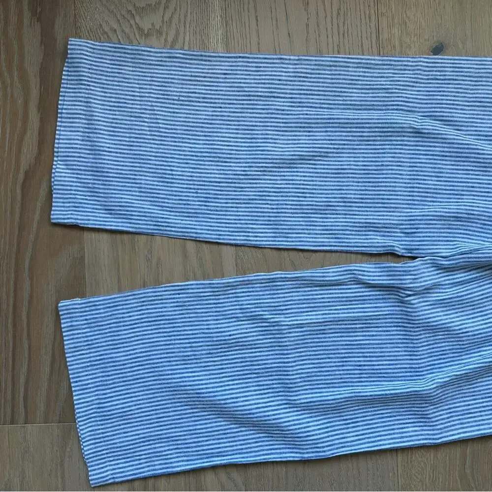 NWT Mango Striped Linen Blend Trousers Blue and White 2